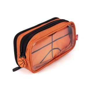 ZIPIT Orange Basketball Double Zip Pencil Pouch
