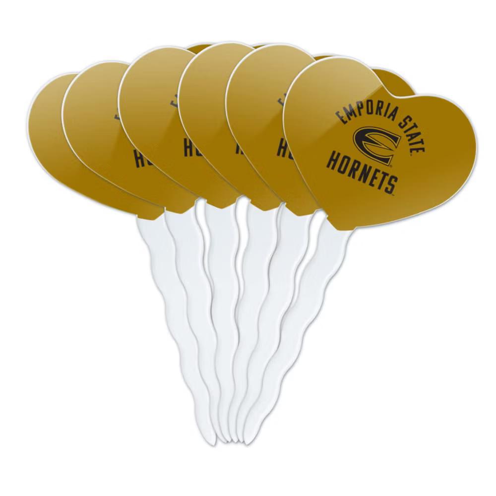 Emporia State University Hornets Heart Love Cupcake Picks Toppers Decoration Set of 6 - Image 3