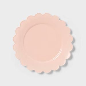 8ct Light Pink Plastic Scallop Snack Plates