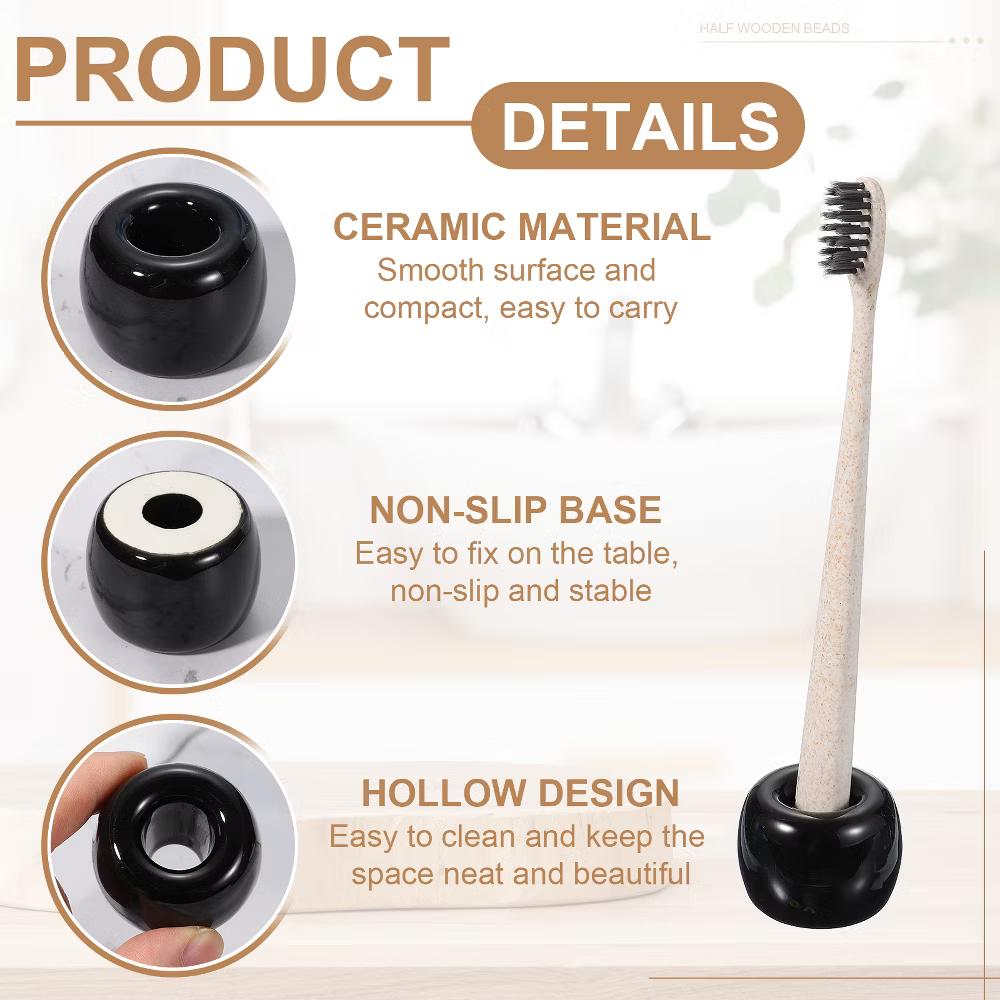 Mini Ceramics Toothbrush Holder Stands 2 Pcs - Image 5