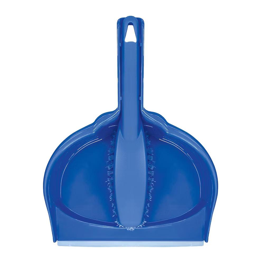 Clip On Dust Pan & Brush Set, w/ Easy Dust, Dirt & Debris Catching Rubber Lip, Flagged Fiber Bristled Brush, Hang Hole for Easy Storage