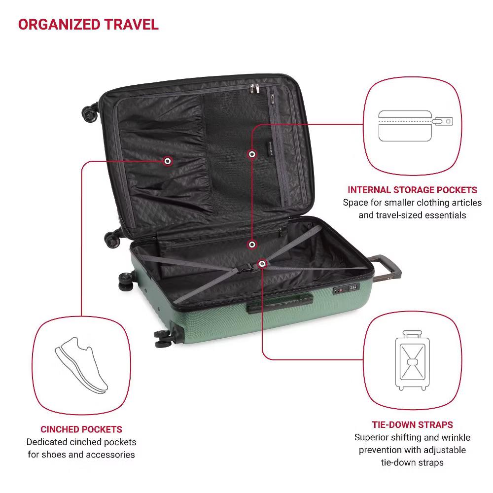 Energie Hardside Large Checked Spinner Wheels Suitcase - Image 33