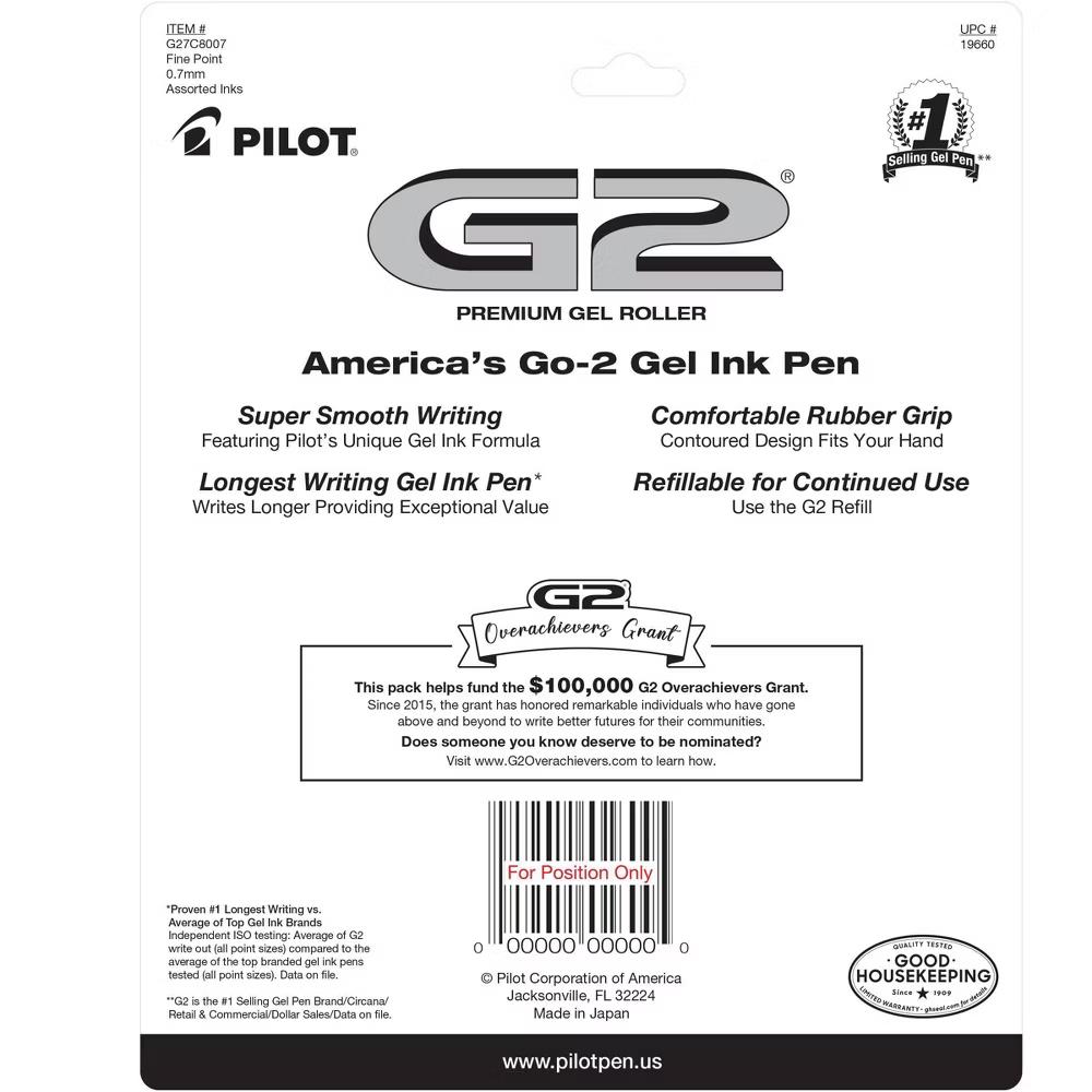 8pk G2 Gel Pens Fine Point 0.7mm Multicolored Ink - Image 2