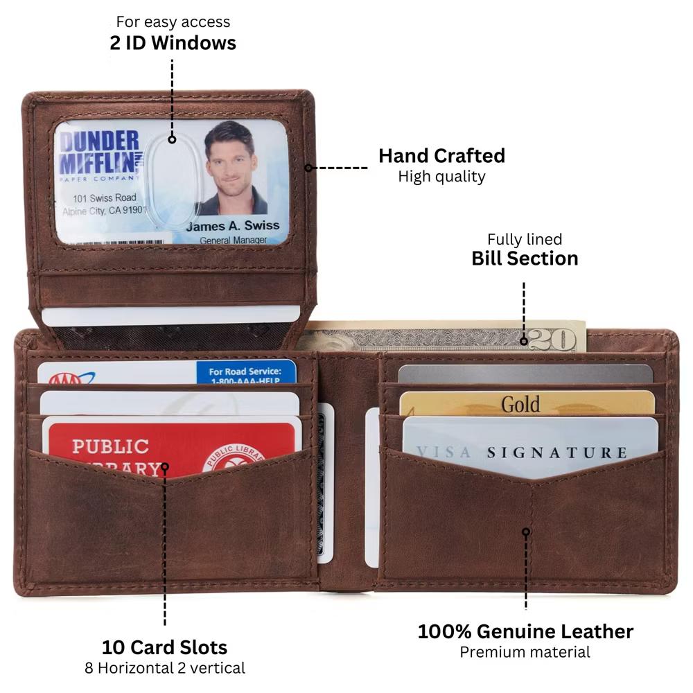 Alpine Swiss Connor Executive Bifold Wallet | Business Passcase for Men | Premium Leather | Dual ID Windows | RFID Blocking | Gift Box Included - Image 38