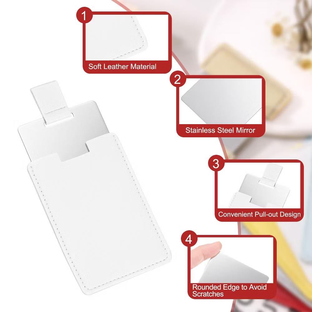 PU Leather Stainless Steel Travel Compact Mini Makeup Mirror - Image 21