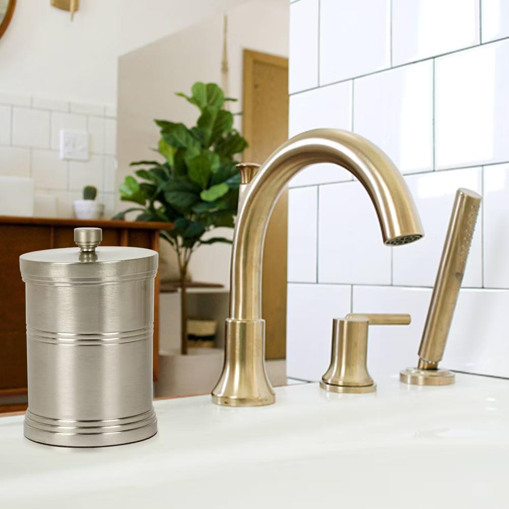 Dual Ridge Metal Bathroom Vanity Countertop Storage Organizer Canister Jar - Image 3