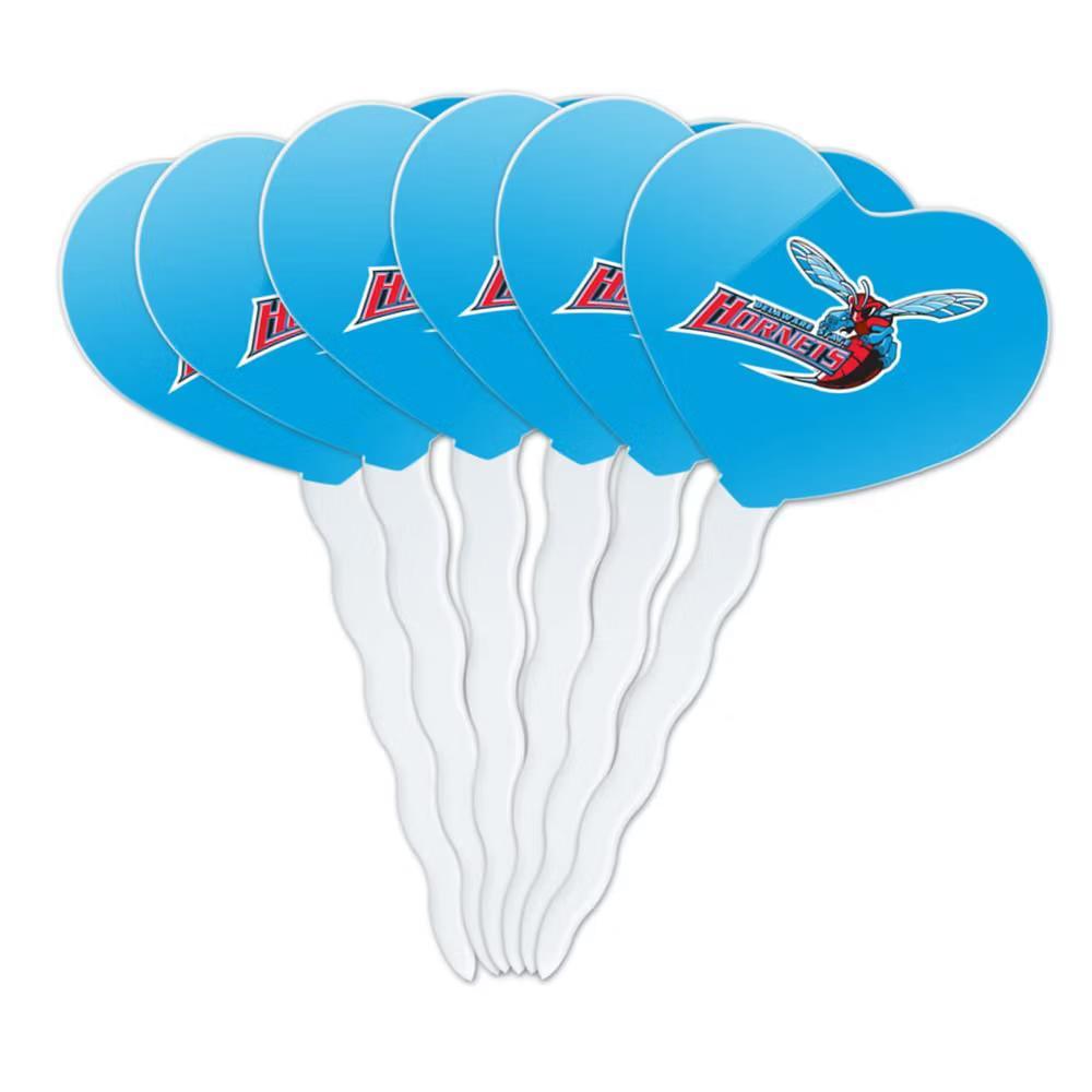 Delaware State University Primary Logo Heart Love Cupcake Picks Toppers Decoration Set of 6 - Image 3
