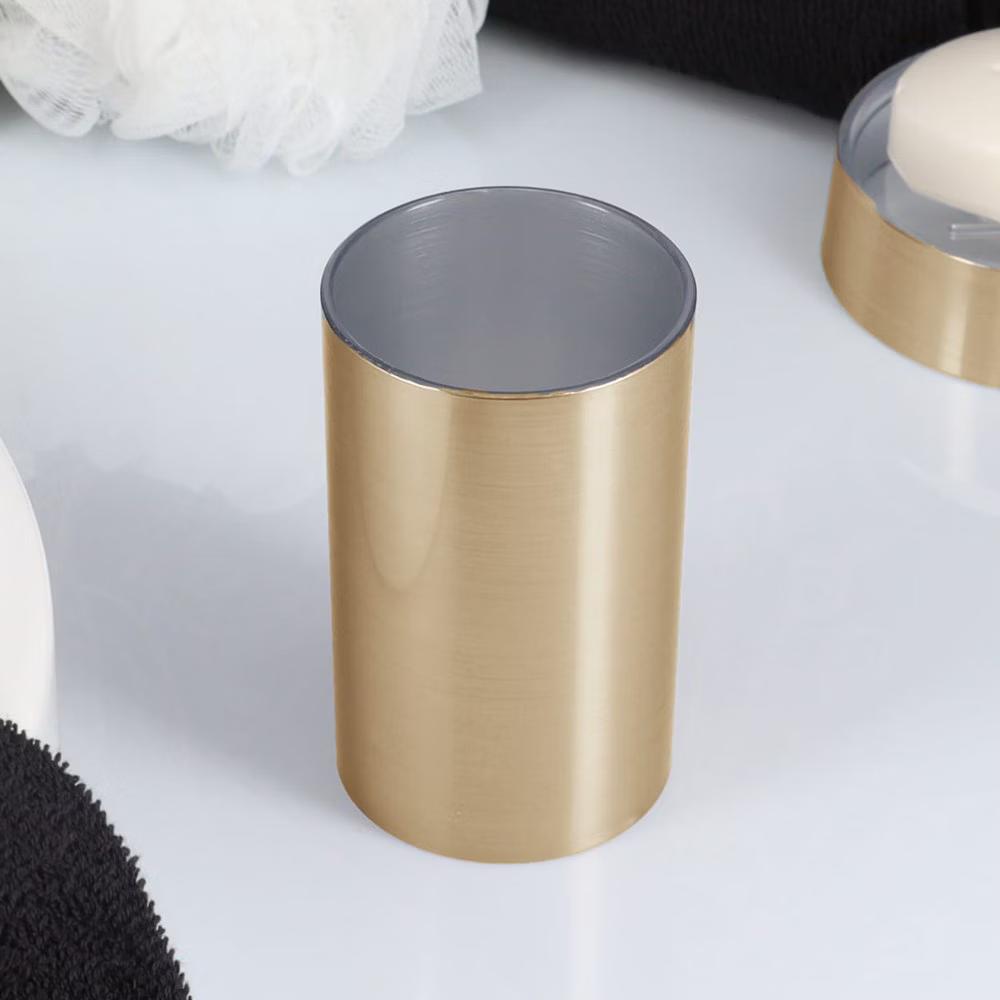 French Home Goods Modern Brushed Bathroom Tumbler – Sleek Toothbrush Holder, Cup, or Countertop Organizer