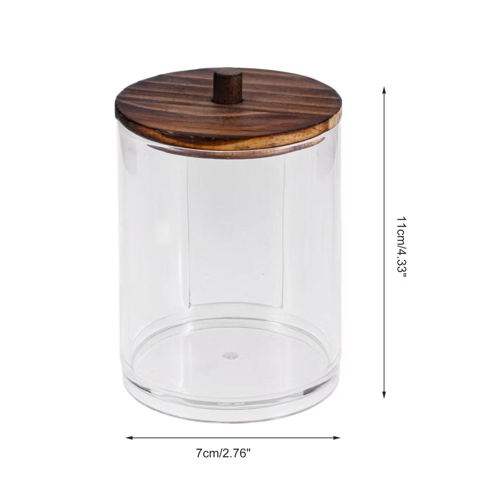 U-Shaped Cup Cylindrical Cover Acrylic Cotton Swab Holders Bathroom Transparent Dark Brown 1Pc - Image 8