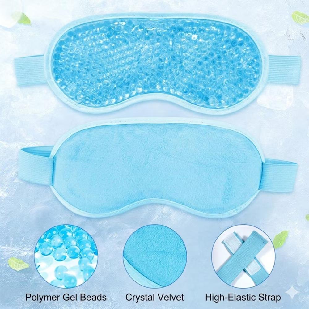 Reusable Gel Bead Eye Mask Hot and Cold Compress PVC Eye Cover with Adjustable Strap - Image 15