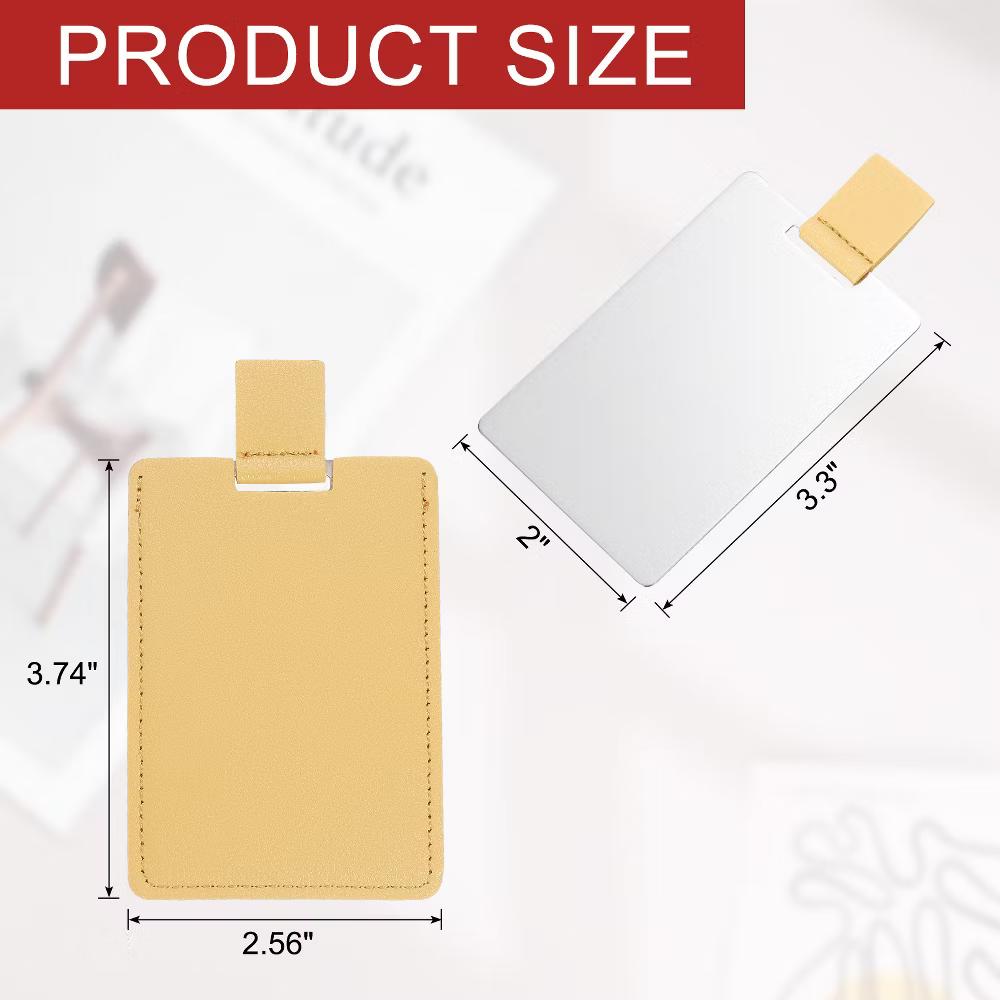 PU Leather Stainless Steel Travel Compact Mini Makeup Mirror - Image 24