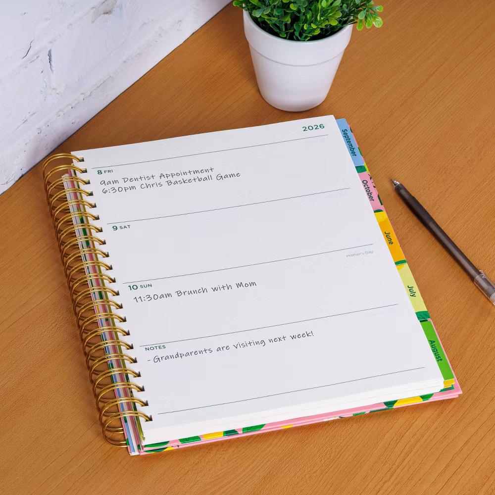 Pulsar Eco Products 9"x11" 2026-2027 Planner Large Hardcover Spiral Pink Lemons 15 months - Image 2