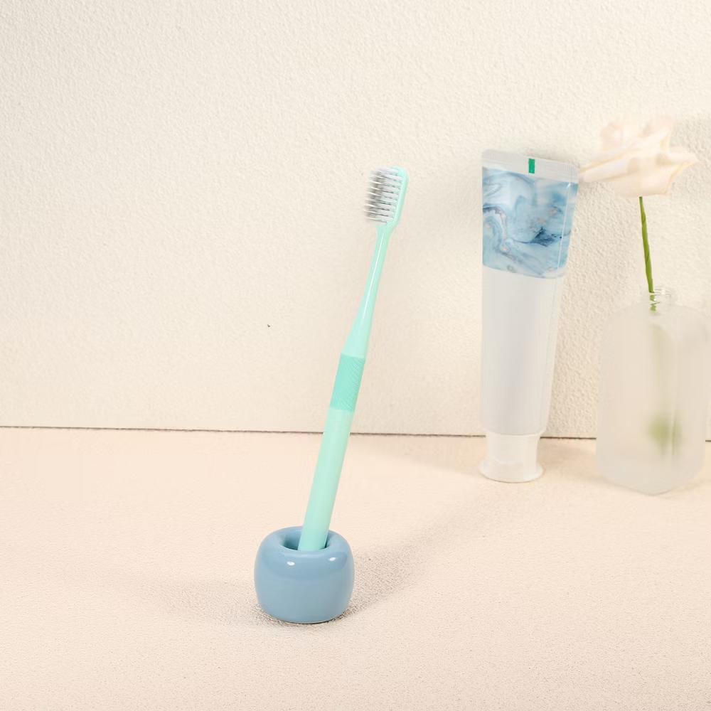 Bathroom Round Mini Ceramic Toothbrush Holder 1.65"x1.18" 2Pcs - Image 10