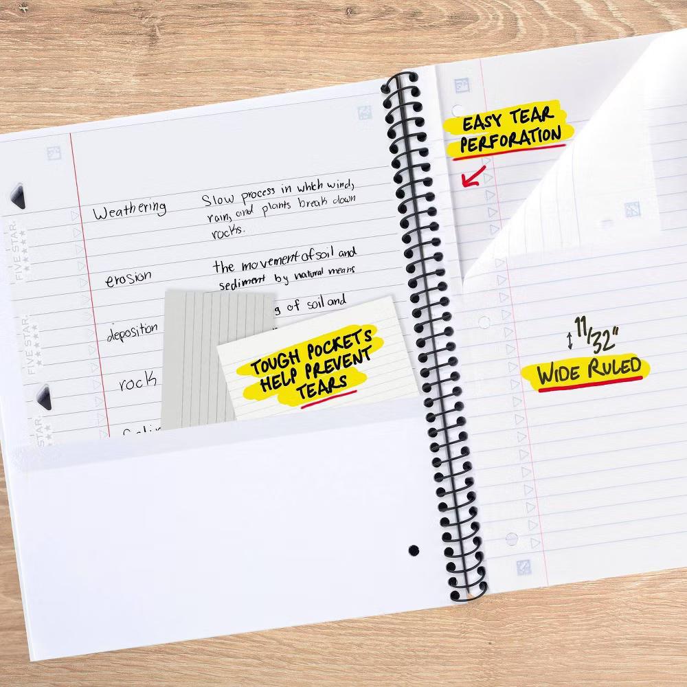 Five Star 8"x10.5" Active Wide Ruled Notebook White - Image 6