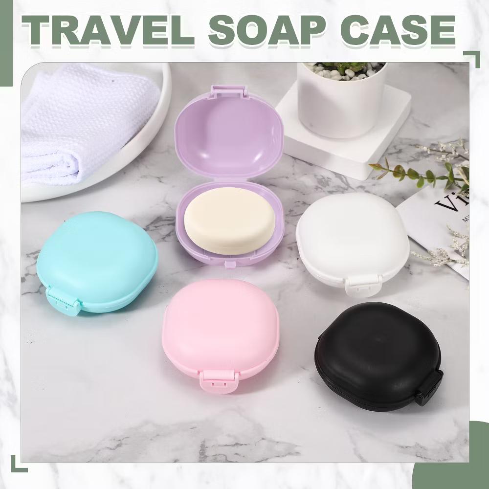 Soap Dish, Portable Travel Soap Box Waterproof Holder Case Round - Image 3