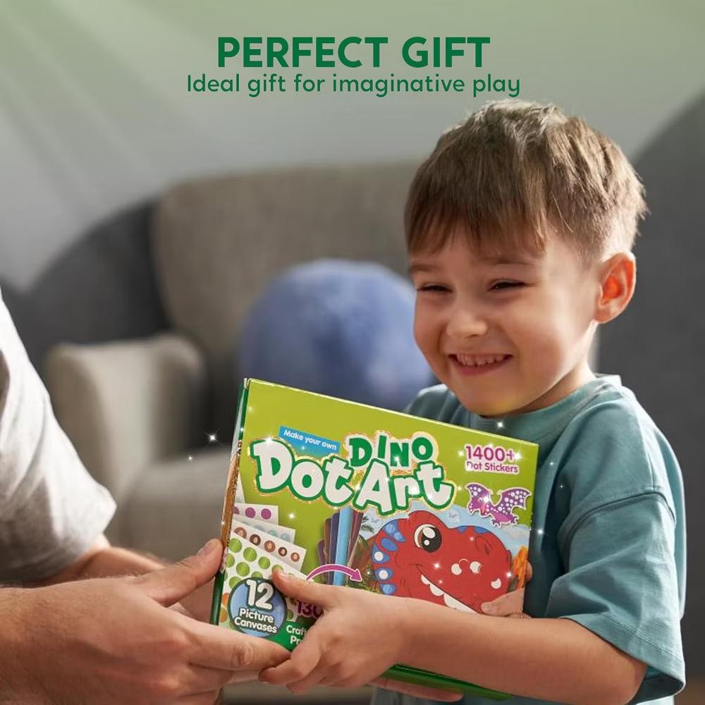 Dinosaur Dot Art Kit for Kids Ages 3-7, No Mess Sticker Arts & Crafts, DIY Creative Activity, Christmas Birthday Gifts for Boys Girls - Image 6