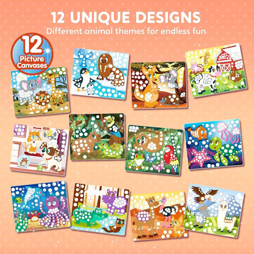 Animal Dot Art Kit for Kids Age 3-7 No Mess Sticker DIY Craft Creative Activity Travel Toy Birthday Christmas Gifts School Prize for Boys Girls