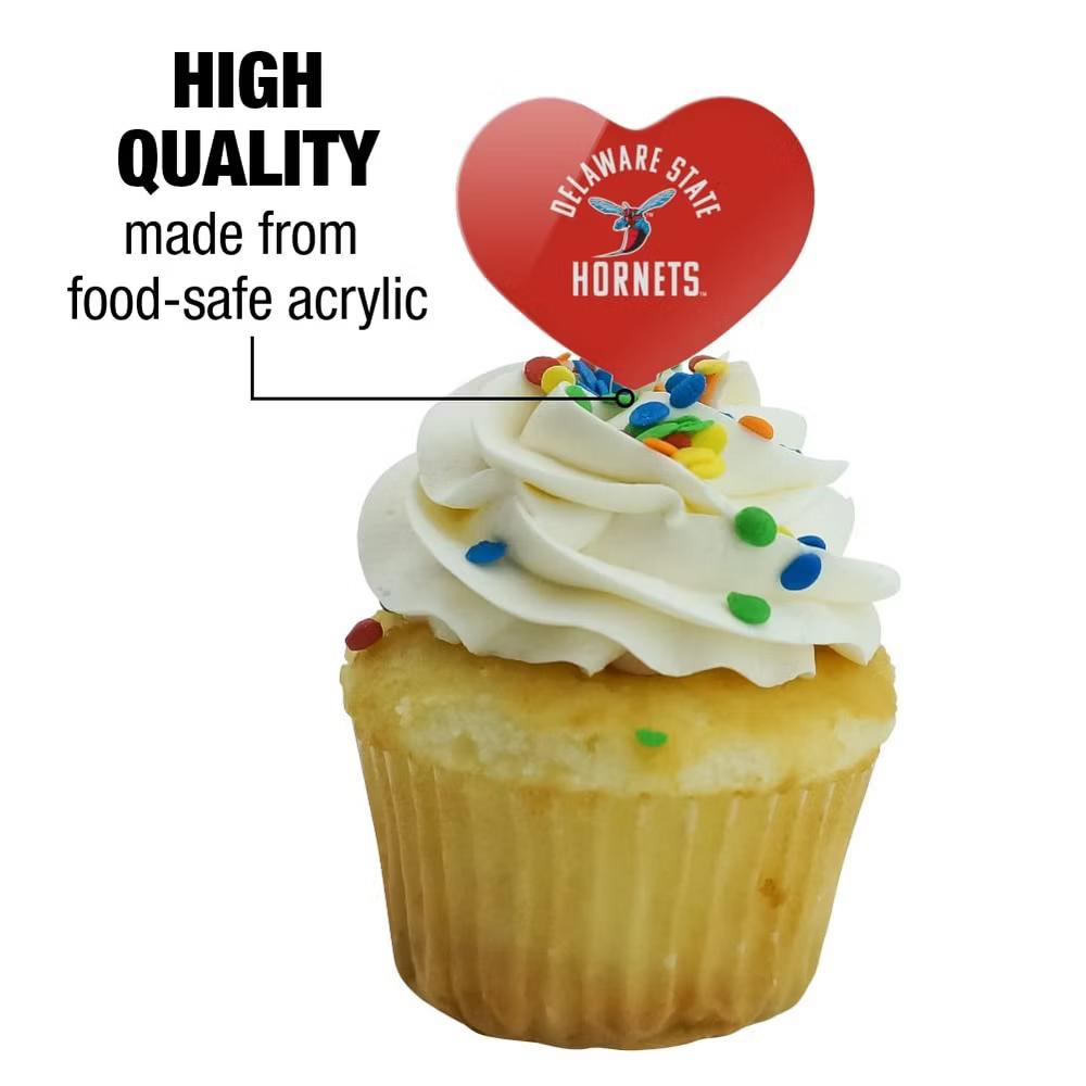 Delaware State University Hornets Logo Heart Love Cupcake Picks Toppers Decoration Set of 6 - Image 6