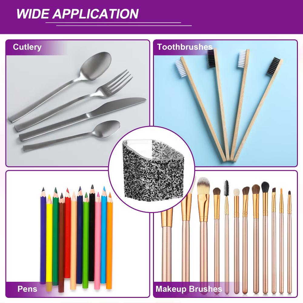 Rhinestone ABS Home Pencil Nail Art Tool Makeup Brush Holder - Image 7