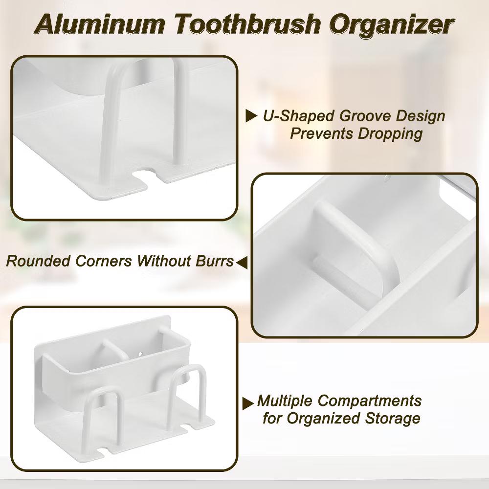 Durable Material No-Drill Installation Practical Design Versatile Use Toothbrush Holder - Image 17