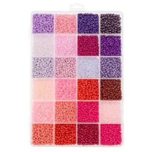 12500pcs Assorted Glass Seed Beads 8/0, 24 Colors Royal Blush Palette Palette Round Bead for DIY Crafts Jewelry Making Bead Box