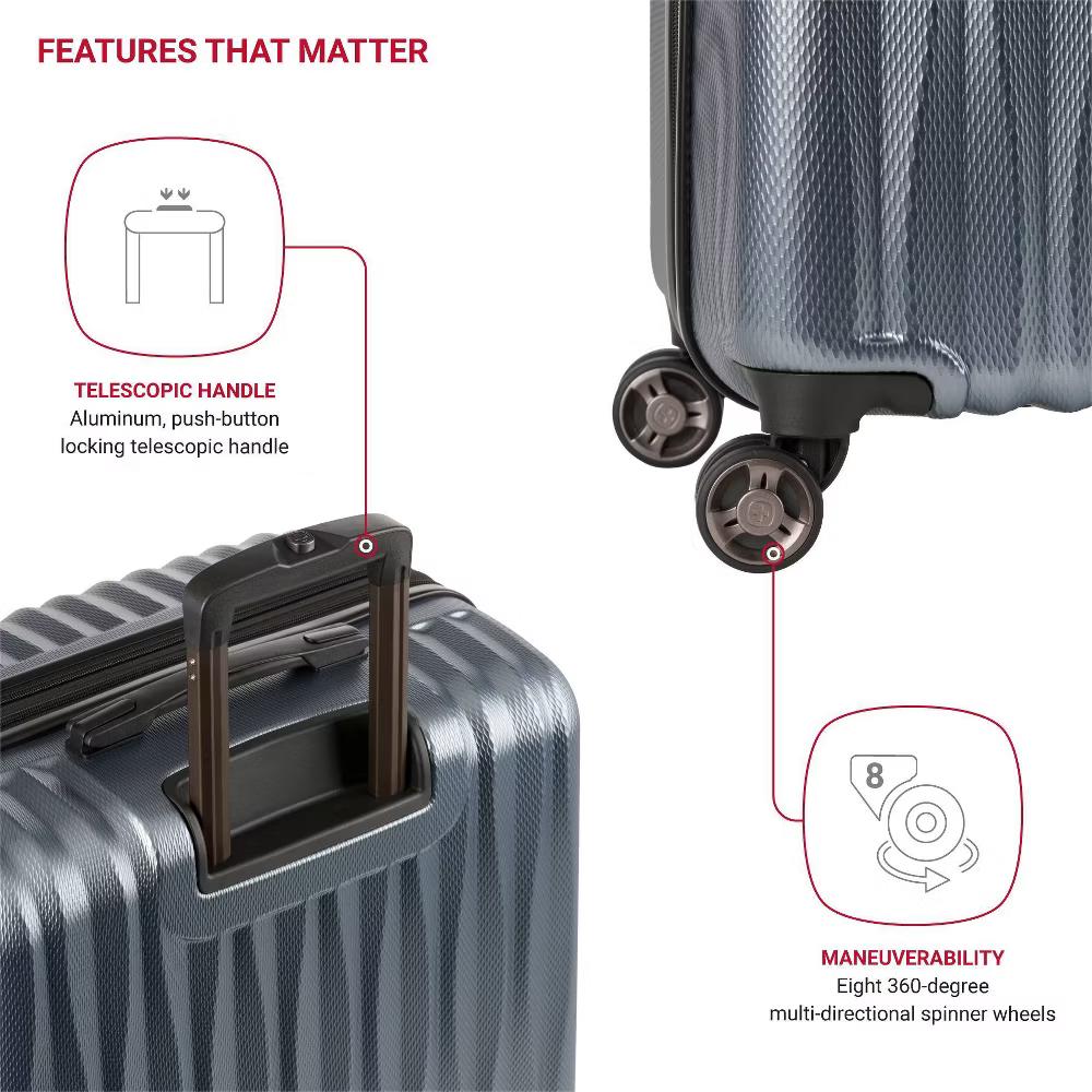 Energie Hardside Large Checked Spinner Wheels Suitcase - Image 15