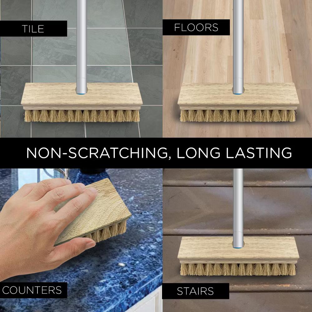 Deck Scrub Brush, 9" 3.5" Head w/ Natural Coco Bristles for Outdoor Cleaning, Removes Dirt & Grime from Patios, Decks, Grout, 1 Count