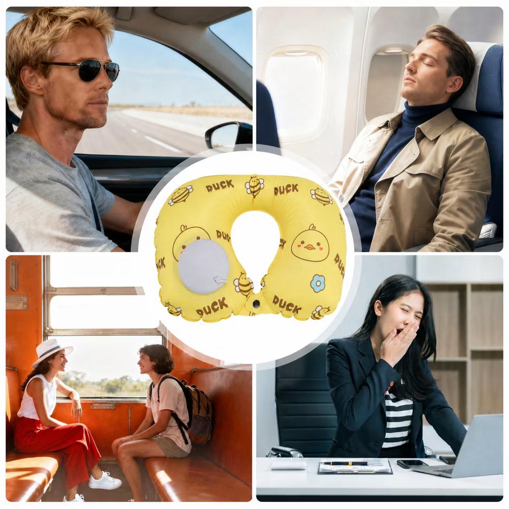 Ice Silk Inflatable Travel Pillow 1 Pc - Image 45