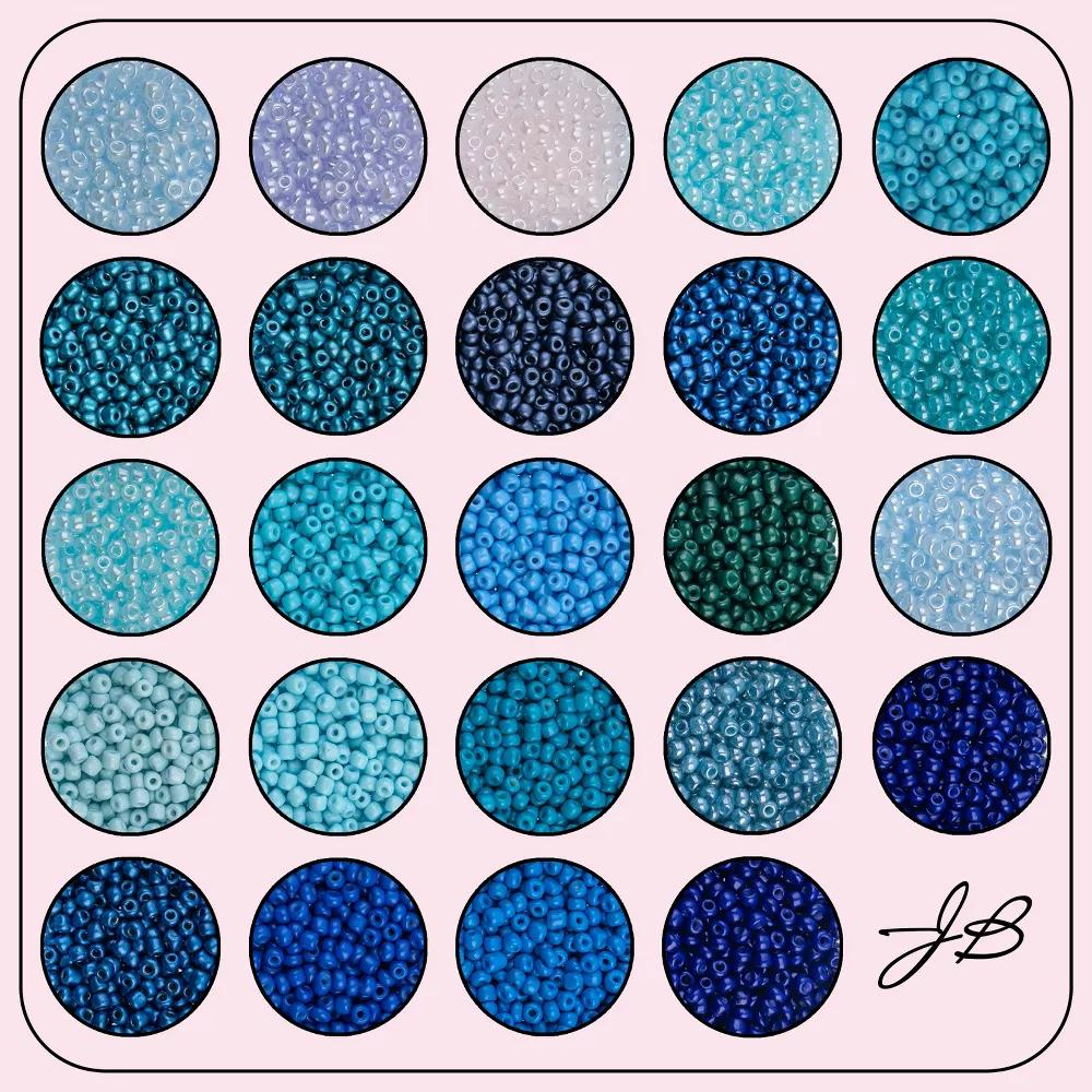 12500pcs Assorted Glass Seed Beads 8/0, 24 Colors Blue Serenity Palette Round Bead for DIY Crafts Jewelry Making Bead Box - Image 6