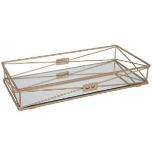 7"x14" Over the Tank Vanity Tray Gold - Steel Dresser Organizer, Spot Clean