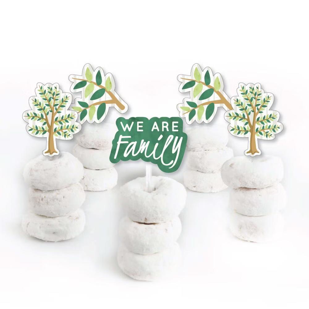 Family Tree Reunion - Dessert Cupcake Toppers - Family Gathering Party Clear Treat Picks - Set of 24 - Image 4