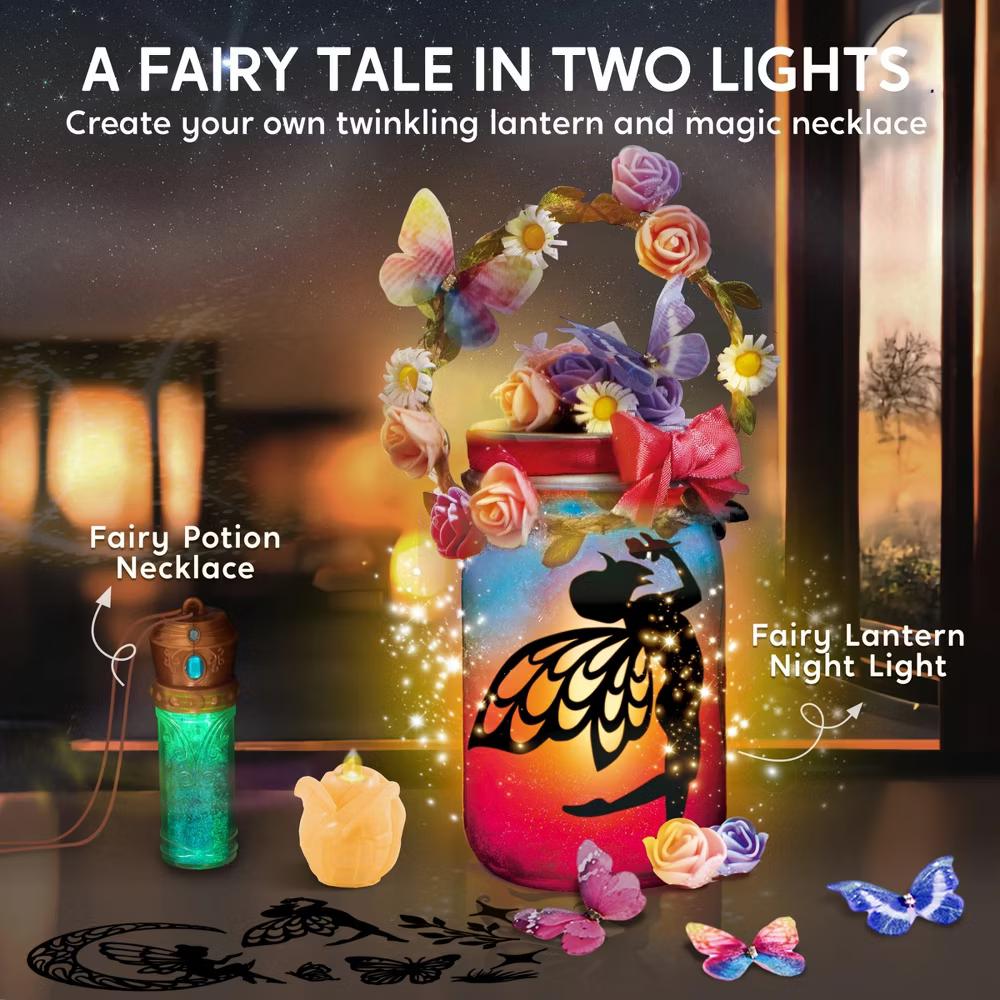 Fairy Lantern Craft Kit, 2-in-1 Rose Light & String Light for Kids, Arts and Crafts, DIY Art Kit, Ideal Gift for Girls Age 8 - Image 3
