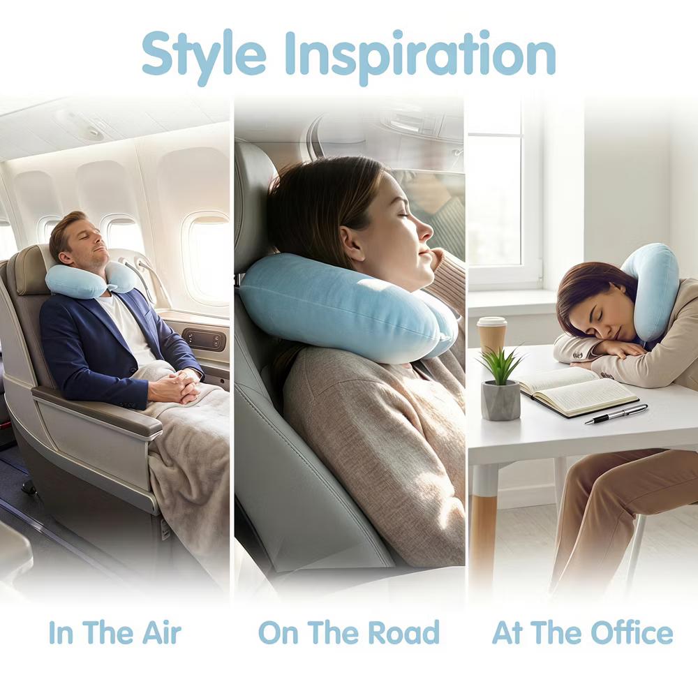 Solid PP Cotton Lightweight Office U-Shape Travel Neck Pillows 11x11in 1 Pc - Image 34