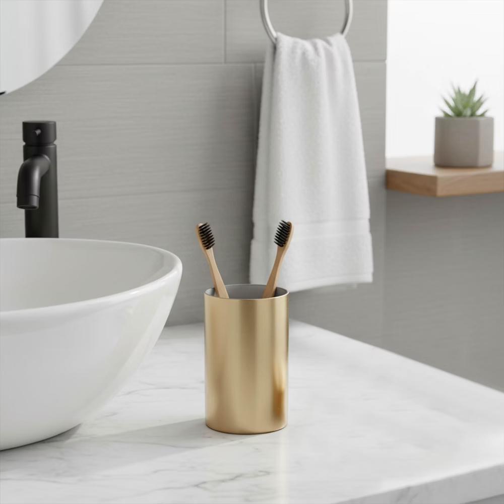 French Home Goods Modern Brushed Bathroom Tumbler – Sleek Toothbrush Holder, Cup, or Countertop Organizer - Image 5
