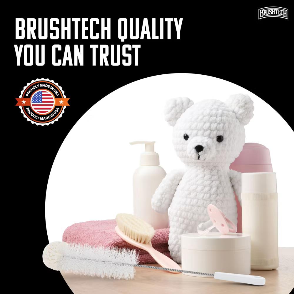 BRUSHTECH Foam-Tipped Baby Bottle Brush Set Foam Tip Bottle Cleaning Brush 2 Pack - Image 3