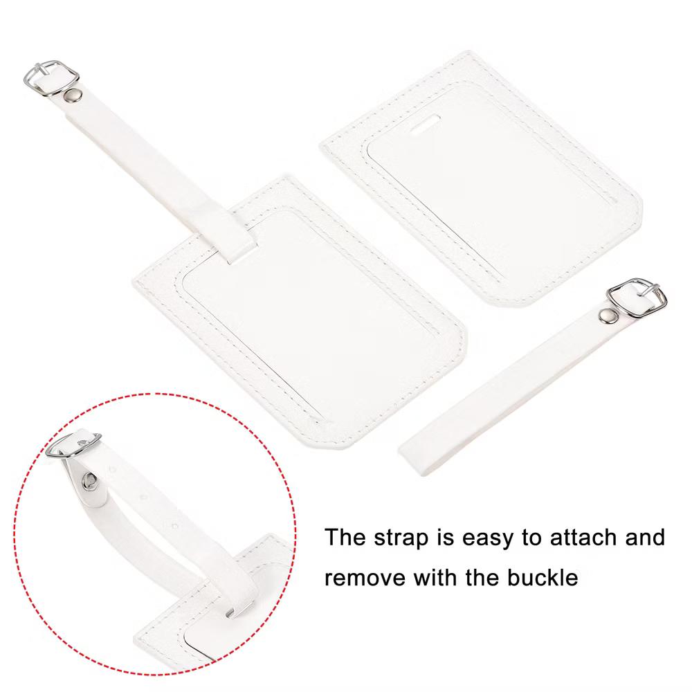 Backpack PU Holder Identifier Card Luggage Tag with Strap 4 Pcs - Image 9