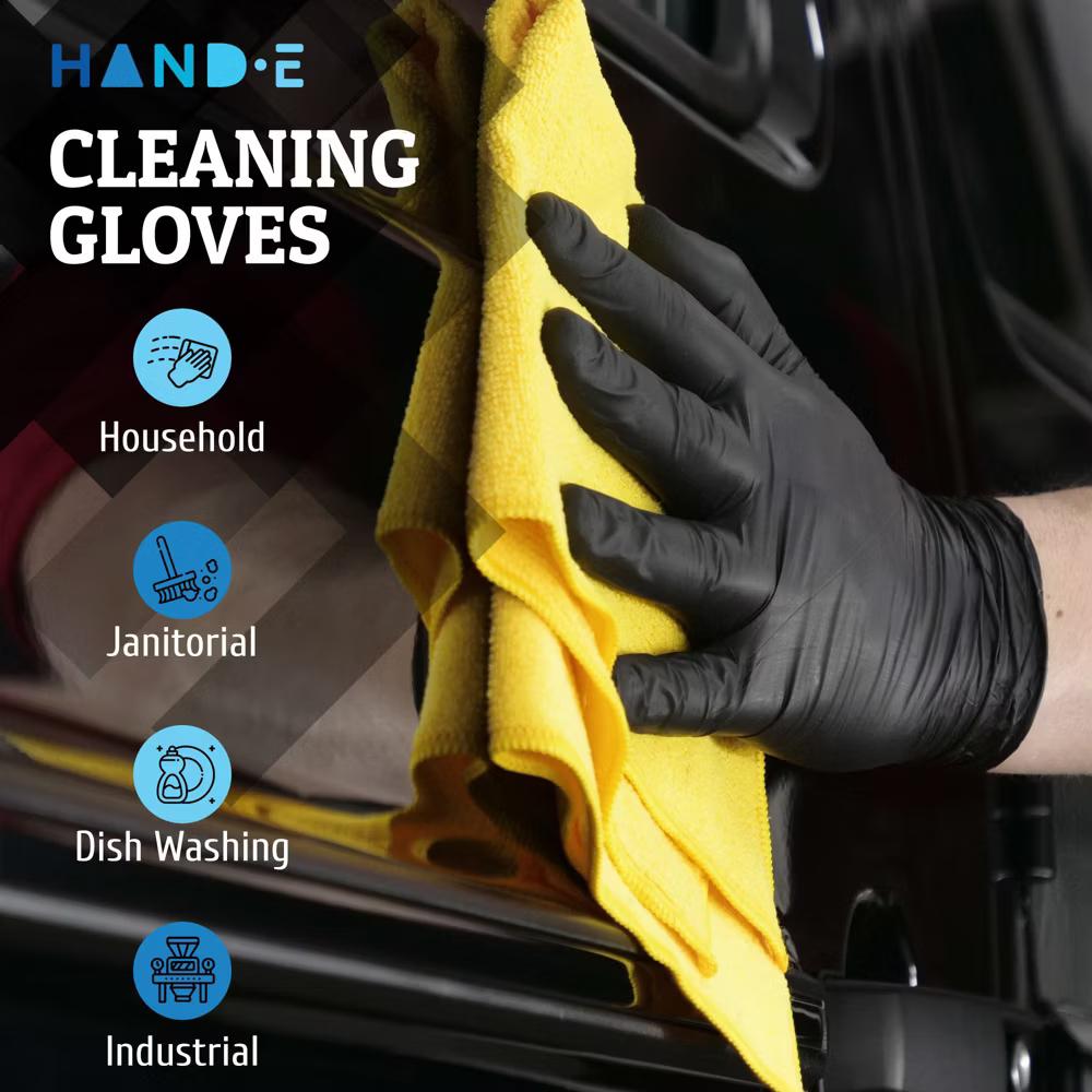 Hand-E Black Nitrile Gloves, Perfect for Cleaning & Cooking - 50 Pack - Image 3