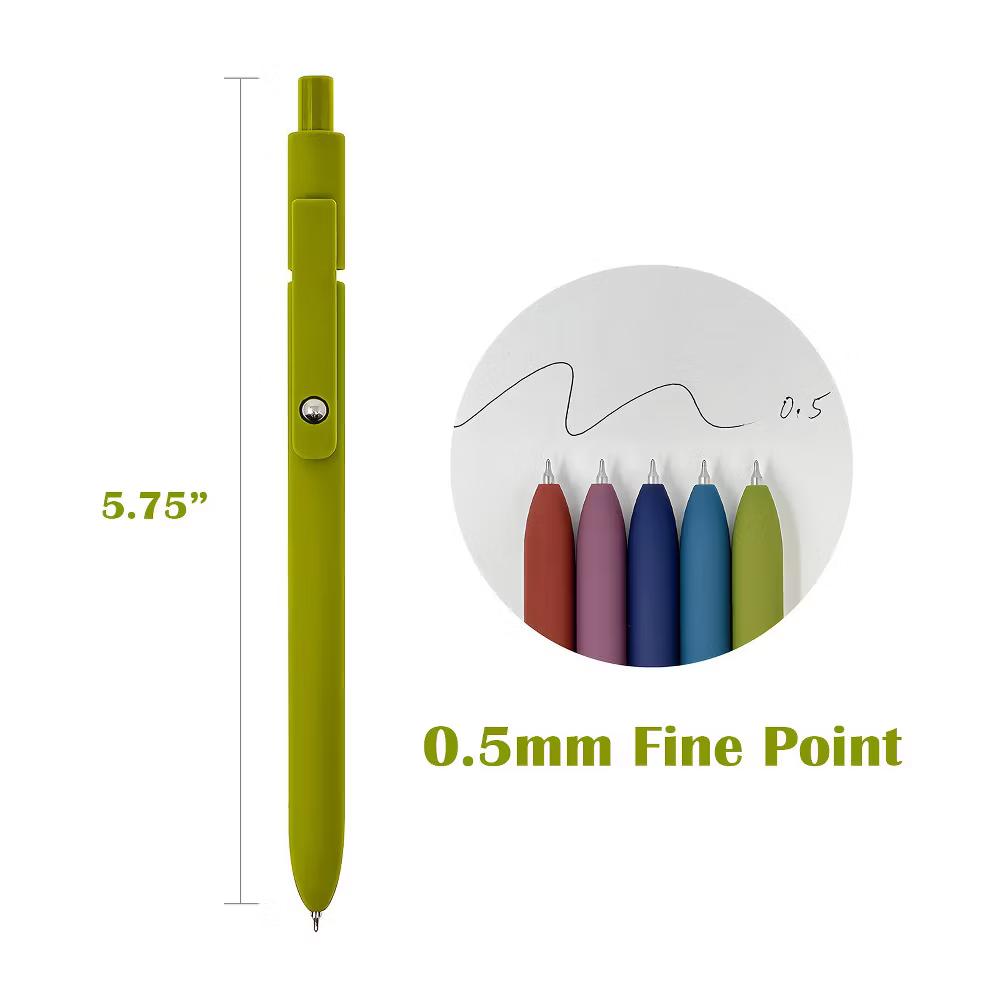 Smooth Retractable Black Ink Gel Pens, 0.5mm Fine Point, for Home Office Work (Set of 5) - Image 9