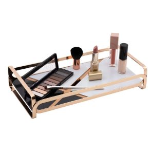 12"x6" Block Print Vanity Tray Gold