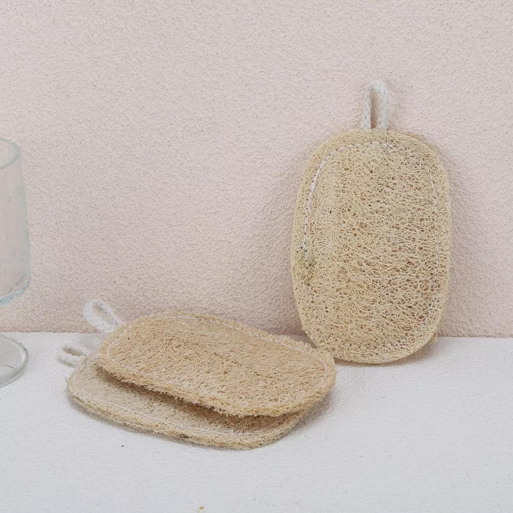 Double Layer Loofah Dish Sponge with Hanging Loop 3 Pcs - Image 4
