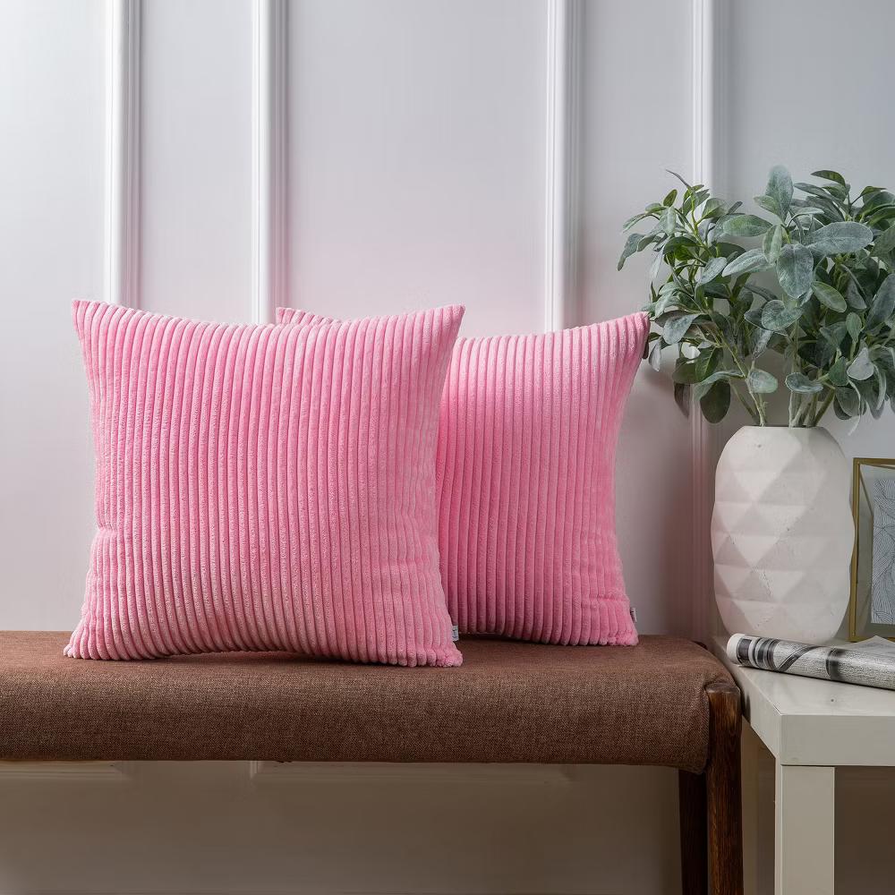 Phantoscope Solid Color Corduroy Pillow Covers Set of 2 Plush Velvet & Soft Accent - Image 5