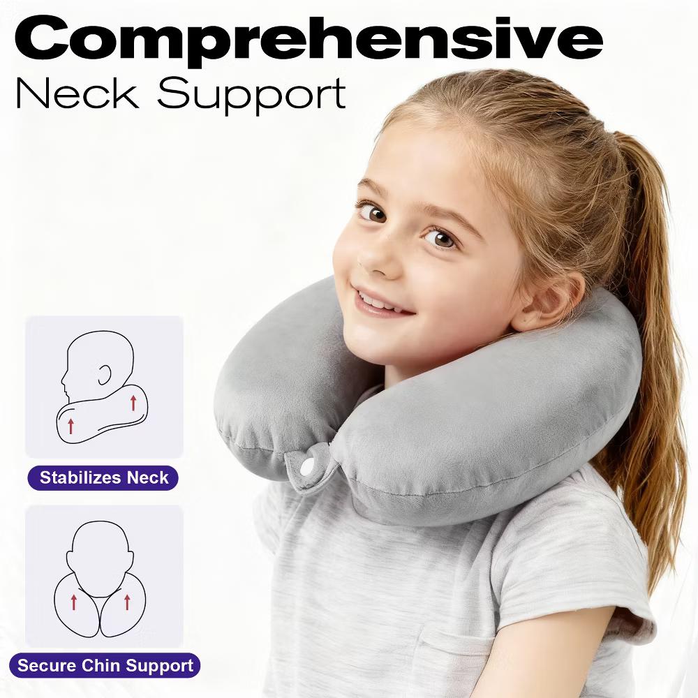 Neck Pillows for Travel Pillow Kids, Small Travel Neck Pillow Airplane, Foldable Memory Foam Neck Pillow for Car Sleeping Travel with Ear Plug - Image 3