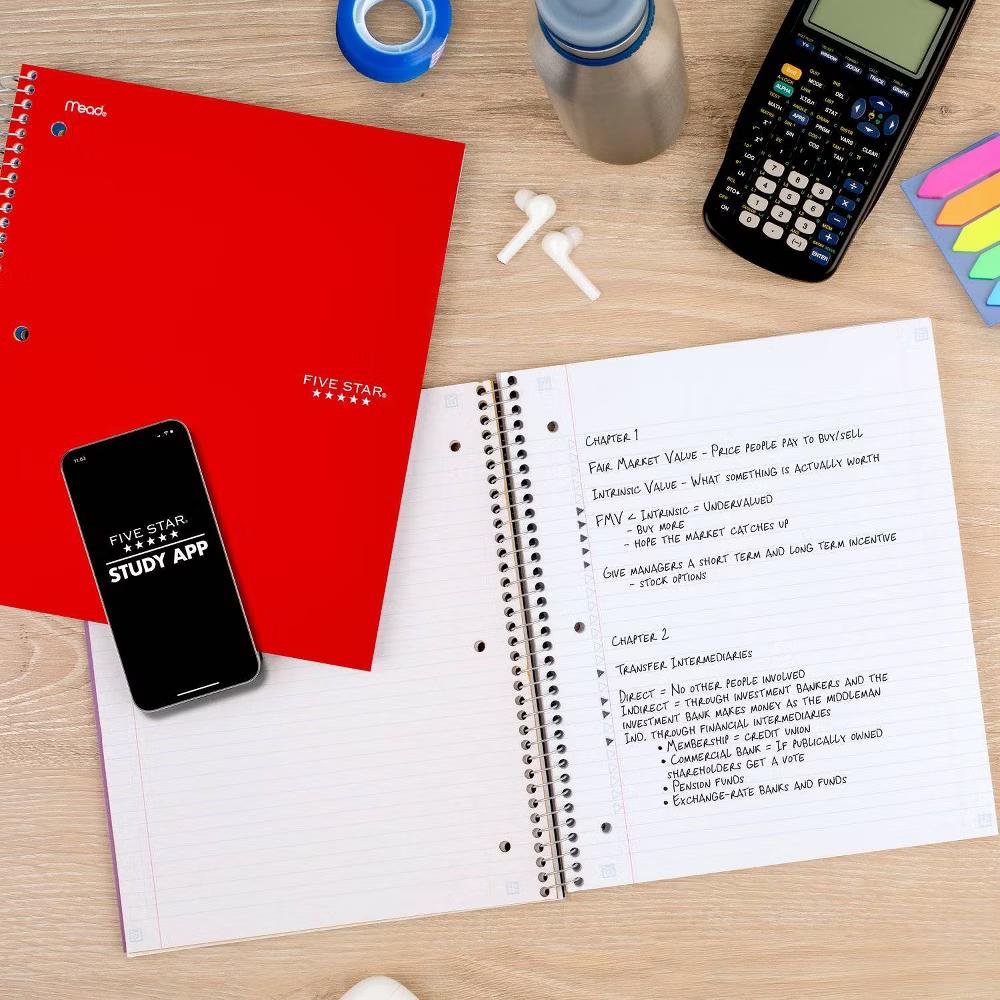 Five Star 8.5"x11" 1 Subject College Ruled Notebook Fire Red 100 Pages - Image 6