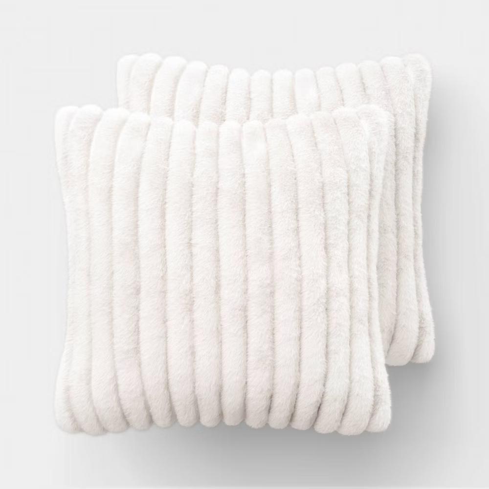2pk Ribbed Faux Fur Toss Pillows - Image 14