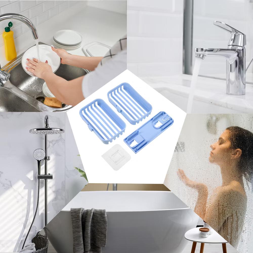 Plastic Soap Dish Keep Soap Dry Soap Cleaning Storage Drill Free Soap Holder for Home Bathroom Kitchen 1 Pc - Image 13
