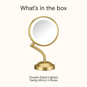 Conair Double Sided LED Vanity Mirror with 1x and 5x Magnification Brushed Brass