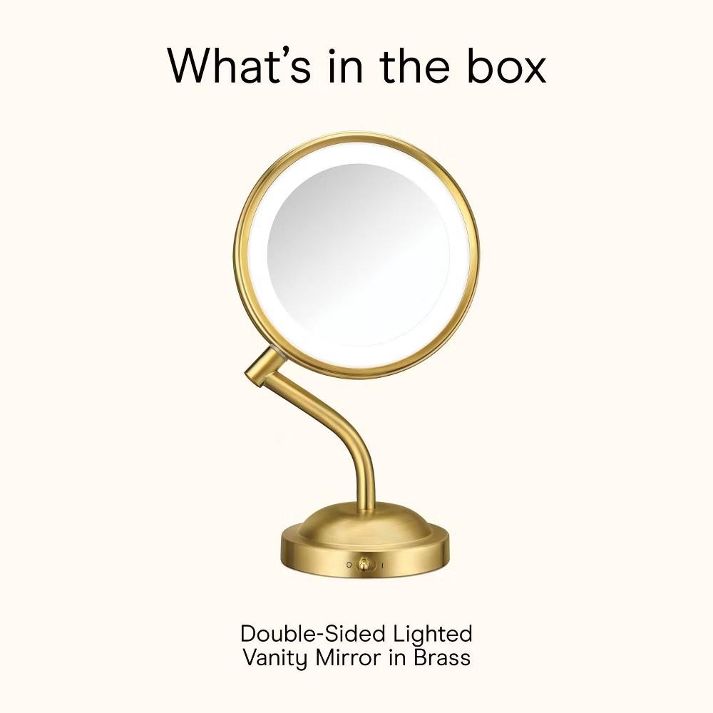 Conair Double Sided LED Vanity Mirror with 1x and 5x Magnification Brushed Brass