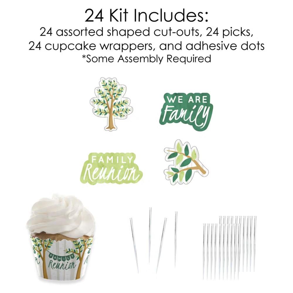 Family Tree Reunion - Cupcake Decoration - Family Gathering Party Cupcake Wrappers and Treat Picks Kit - Set of 24 - Image 4