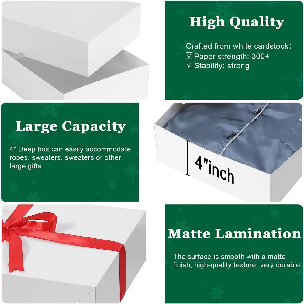 12 Pack Gift Boxes with Lids 6 Extra Large 17x11x4 Inch and 6 Large 14.5x9.5x2 Inch White Cardstock for Clothing Wrapping