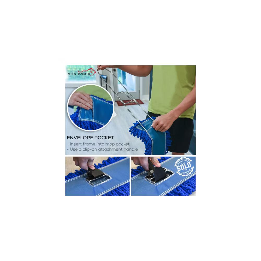 Bison Life Microfiber Dust Mop, Washable Commercial Mop Head Replacement Refill, Blue - 3 Pack - Image 8